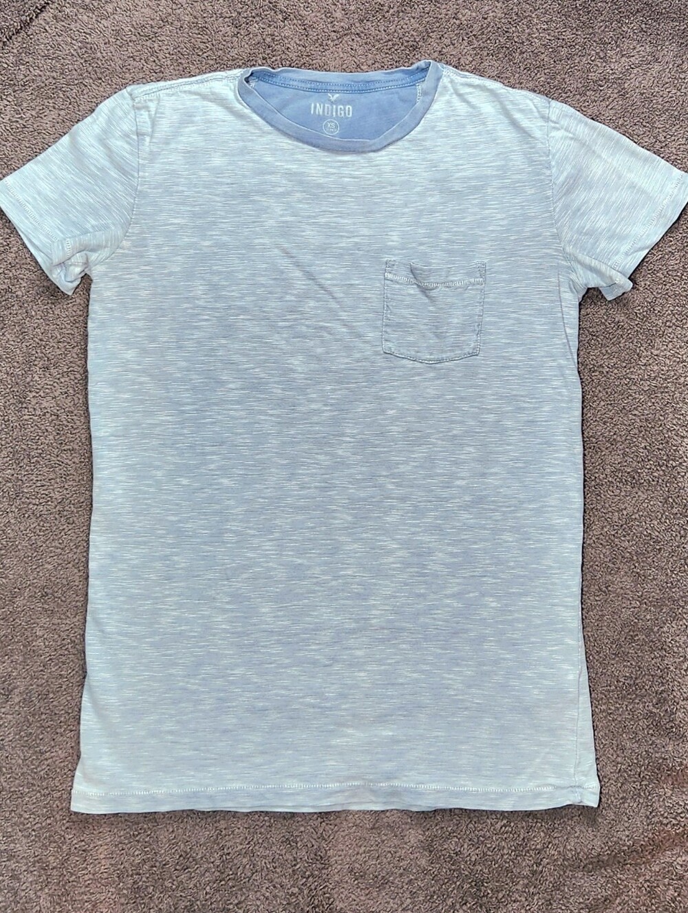 Light Blue and White Micro Stripe American Eagle Outfitters T-Shirt